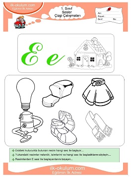 Çocuklar İçin E Sesi Çalışma Sayfaları 